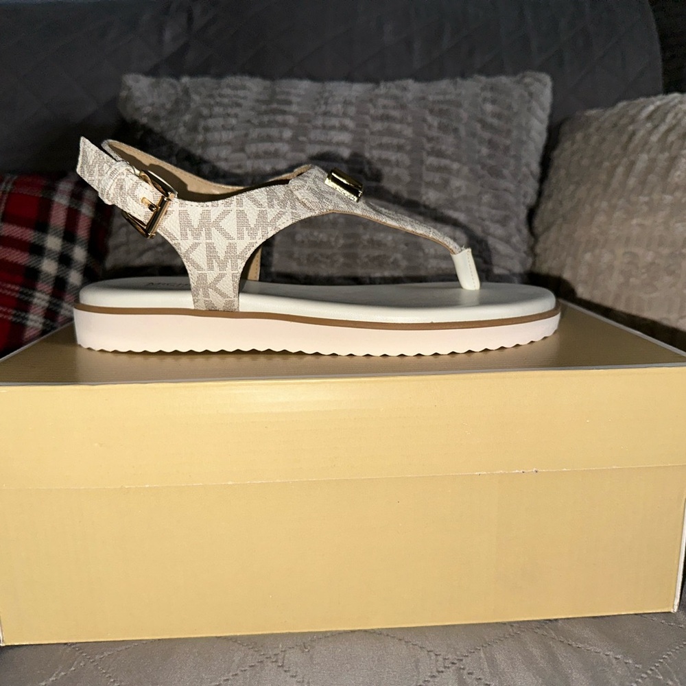 Michael Kors Cream Platform Sandals with Ankle Strap